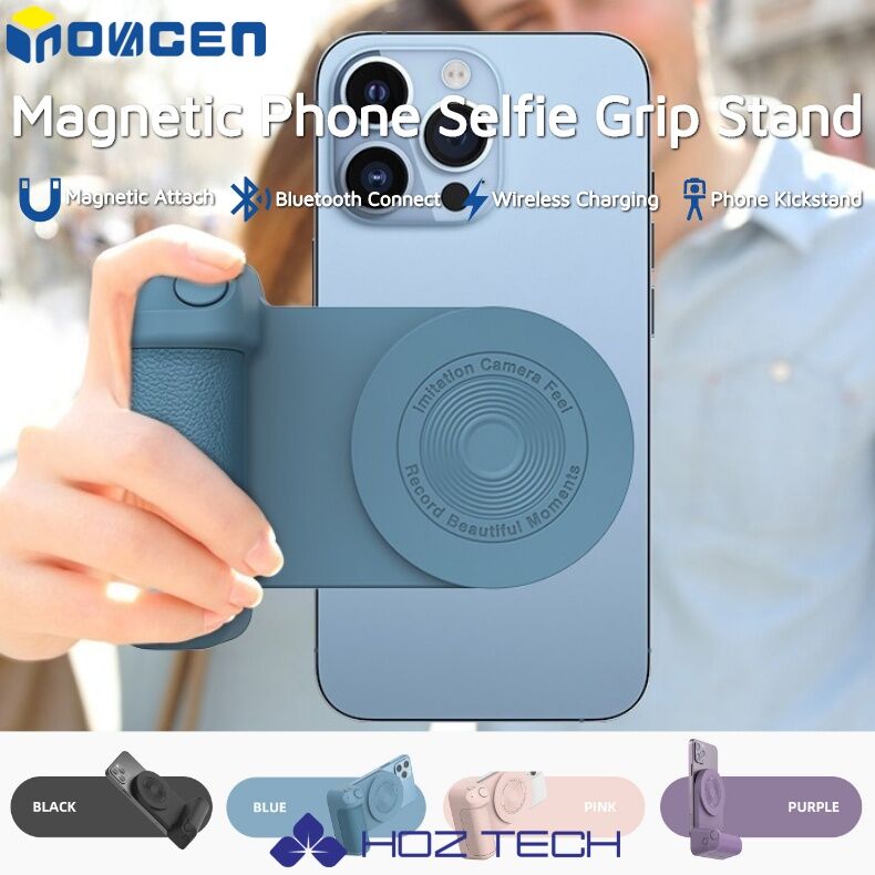 INOVAGEN Magnetic Phone Selfie Grip Stand,Smart Bluetooth Mobile Phone Anti-shake Selfie Device,Camera Handle Photo Bracket,Magnetic Desktop Wireless Charging Support