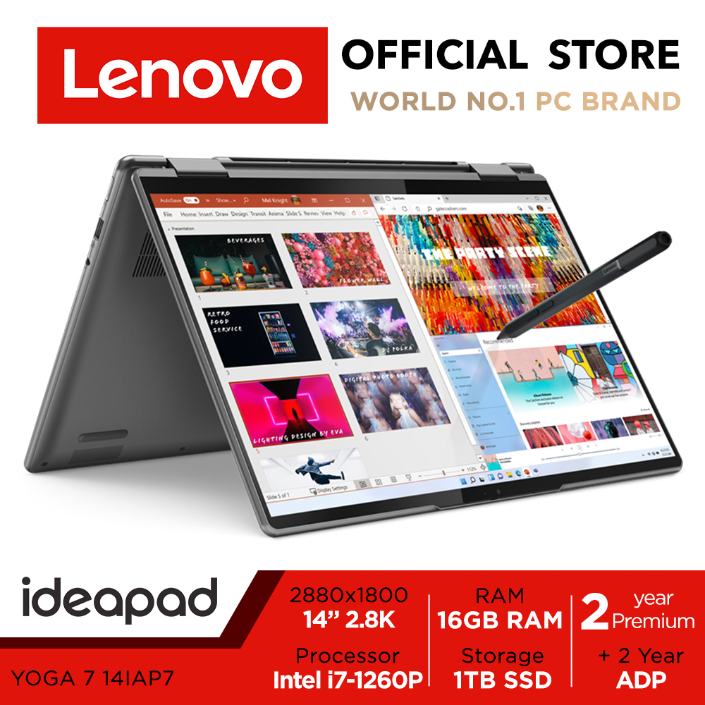 [Selling Fast] Lenovo Yoga 7 14IAL7| 82QE002RSB | 14" 2.8K (2880x1800) OLED 400nits Touch | Intel Core i7-1260P | 16GB RAM | 1TB SSD | Win11 home | Lenovo Digital Pen | 2Y ADP+ 2Y Premium Care