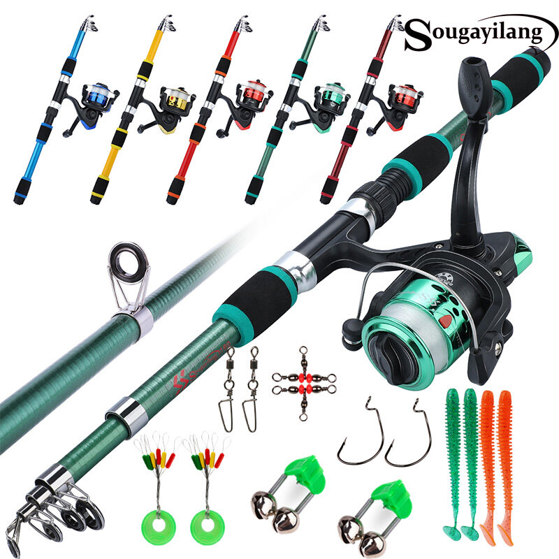 Sougayilang 1.8M Fishing Rod Rotating Rod and 5.5: 1 Speed Ratio 3BB Fishing Line Telescopic Fishing Rod Telescopic Fishing Rod Carp Fishing Fishing Rod Fishing Wheel Combination Can Rotate Fishing Ro
