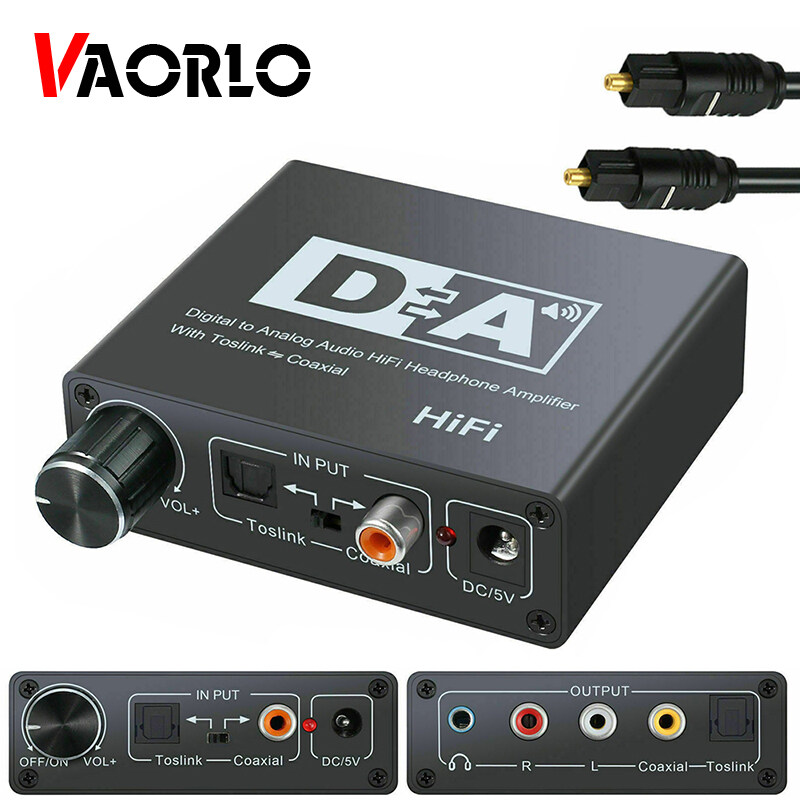 VAORLO Hifi DAC Amp Digital To Analog Audio Converter RCA 3.5mm Headphone Amplifier Toslink Optical Coaxial Output Portable dac 24bit