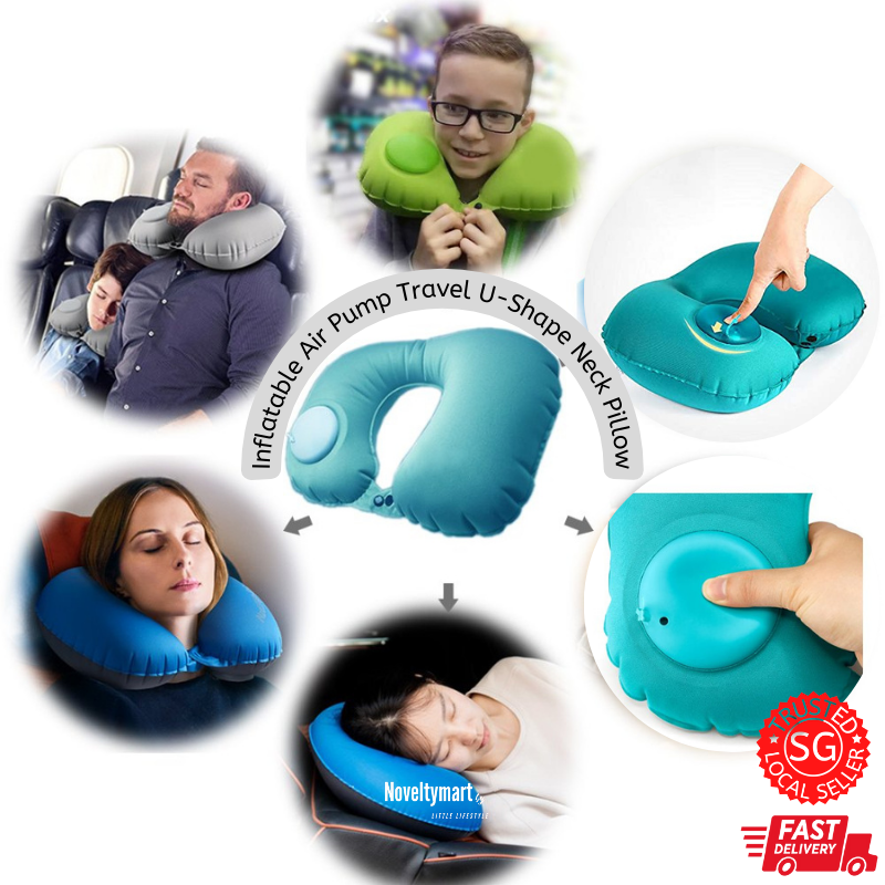 Inflatable Air Pump Travel U-Shape Neck Pillow