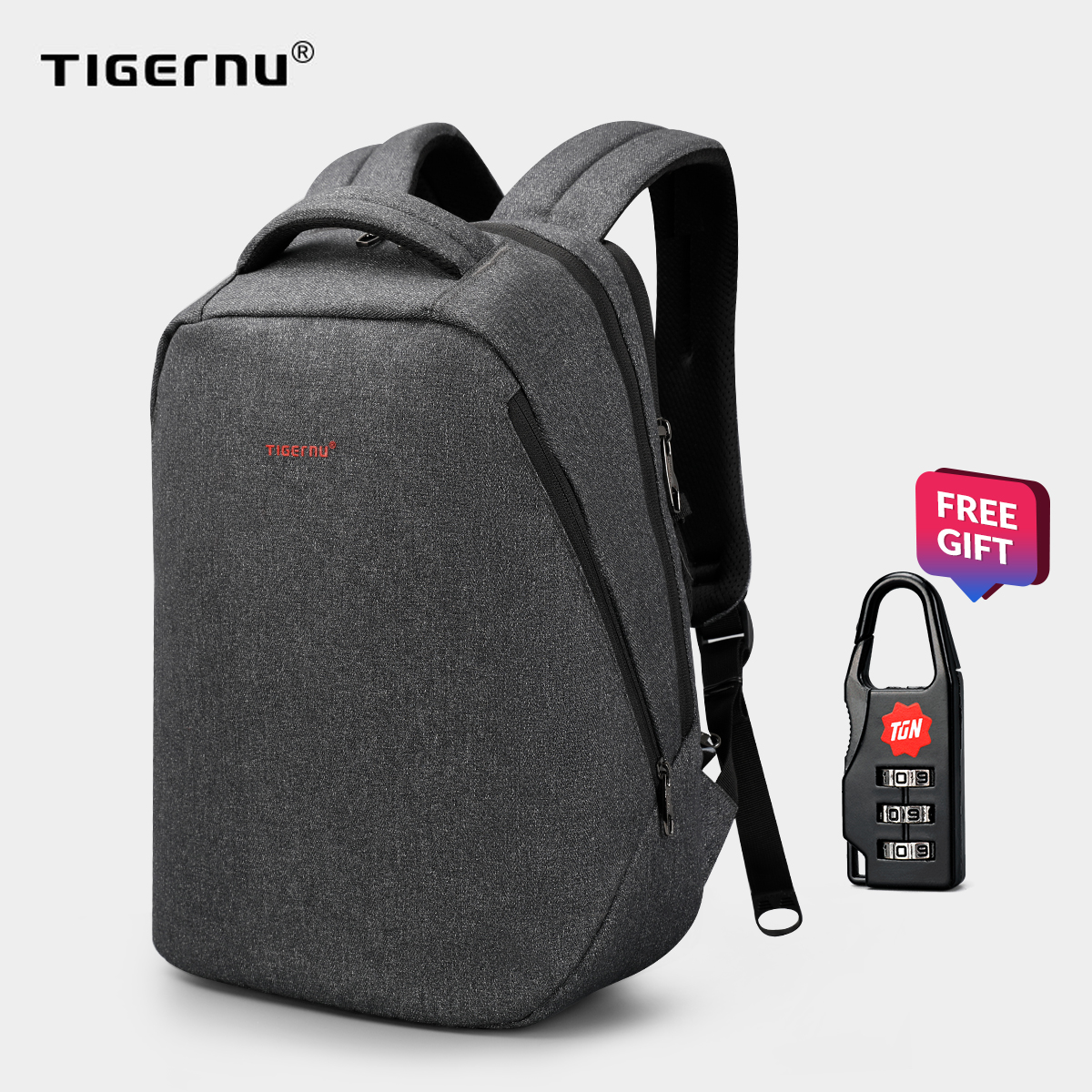 Tigernu Multifunctional Fashion  Men backpack 17 Inches Laptop bag School bag T-B3164(Black grey)