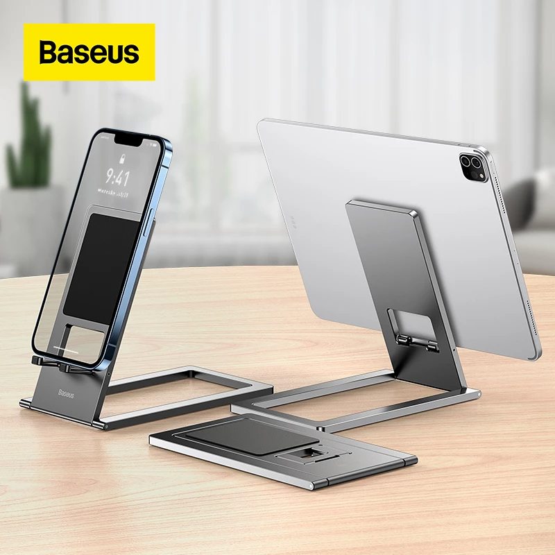 Baseus Foldable Metal Desktop Holder Portable Tablet Phone Stand Support for iPad Pro 2021 2020 iPhone Tablet