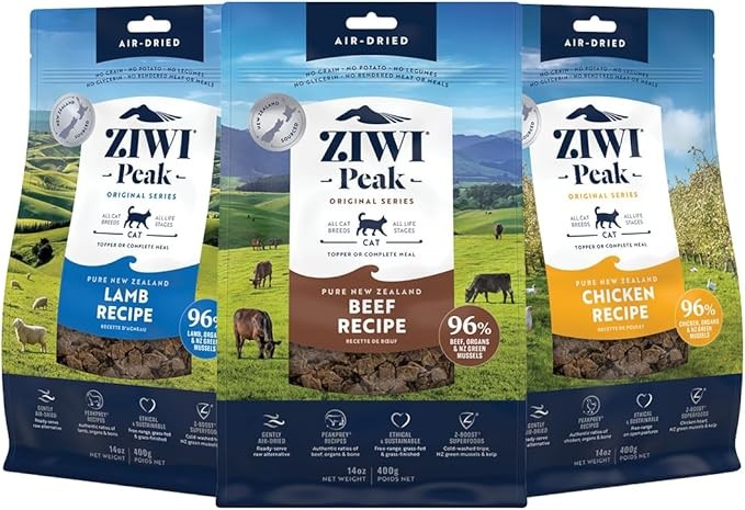 Bundle of ZIWI Peak Air-Dried Cat Food – All Natural, High Protein, Grain Free & Limited Ingredient with Superfoods (Beef, 14oz + Lamb, 14oz + Chicken, 14oz)
